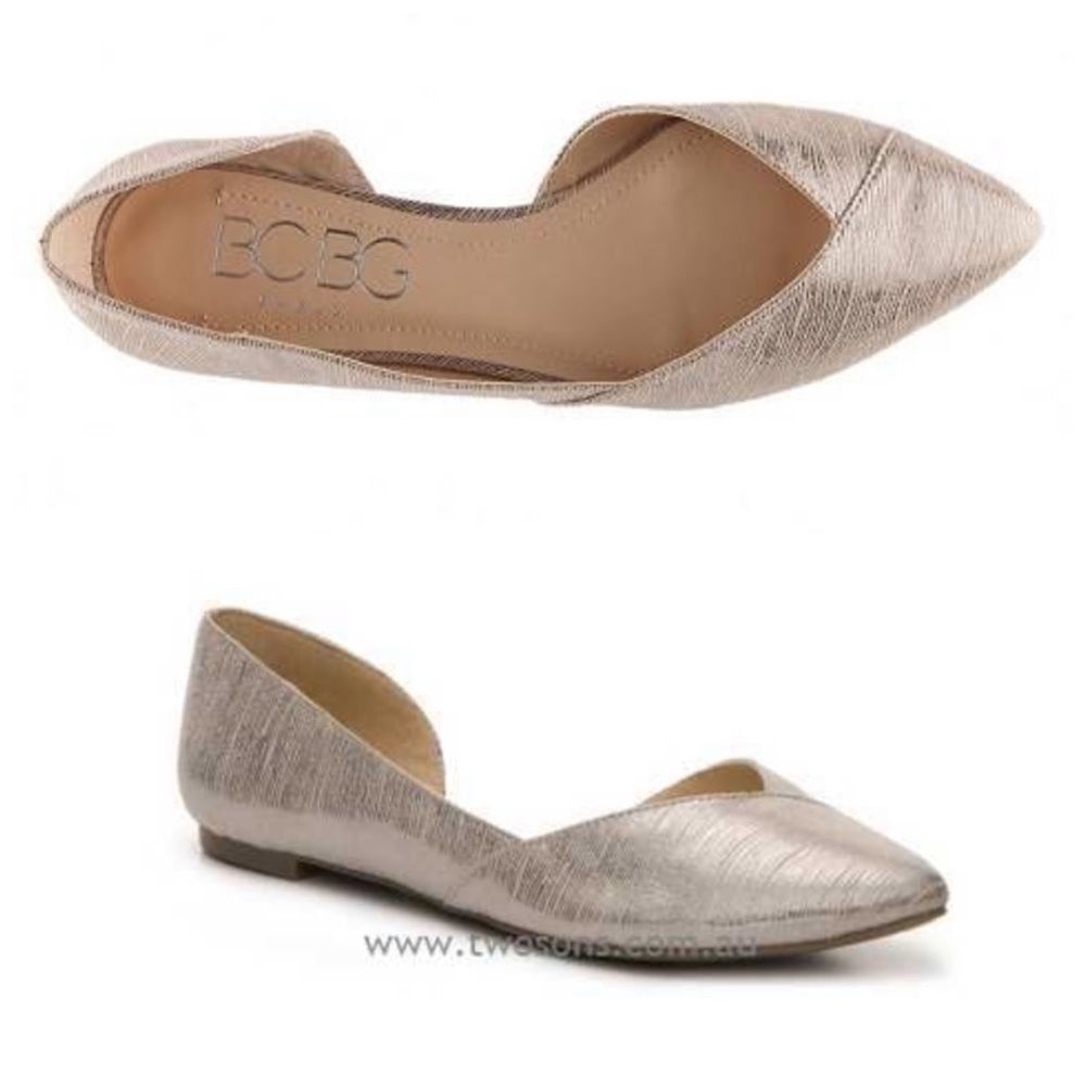 BCBG Paris Metallic D’Orsay Flats Sz 9.5 - Picture 2 of 8